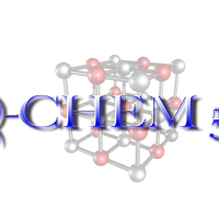 Q-Chem 5.4 logo over a cube-shaped lattice structure